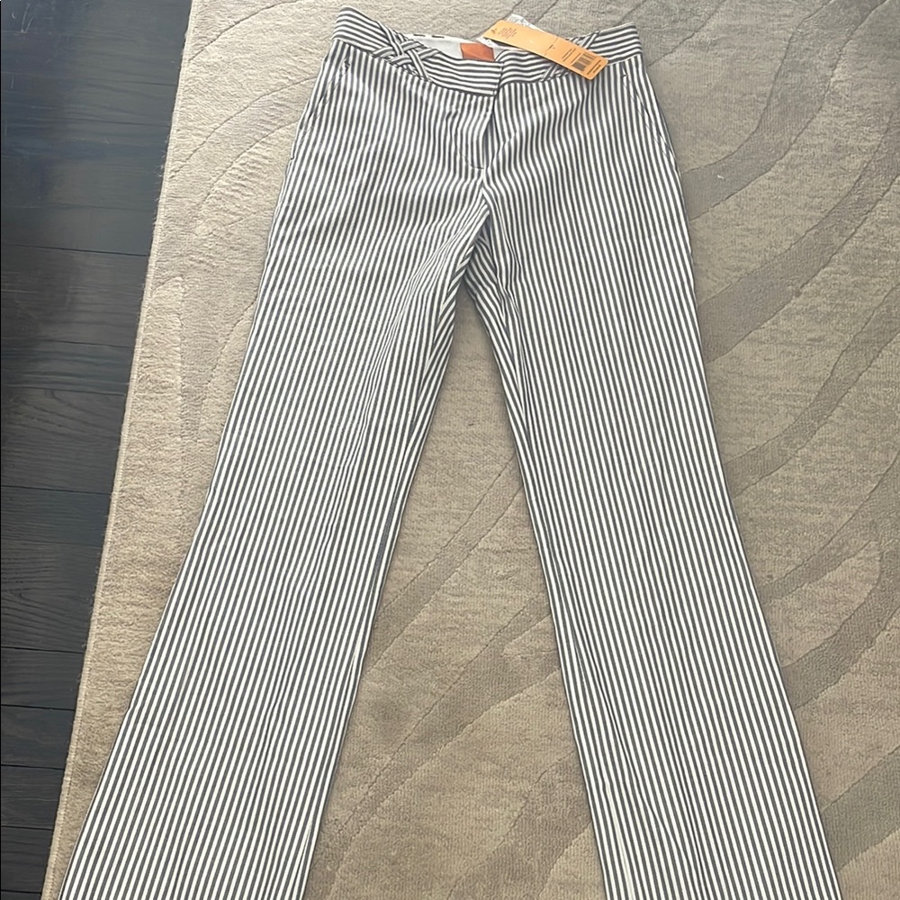 Striped Black and White Wide-Leg Pants